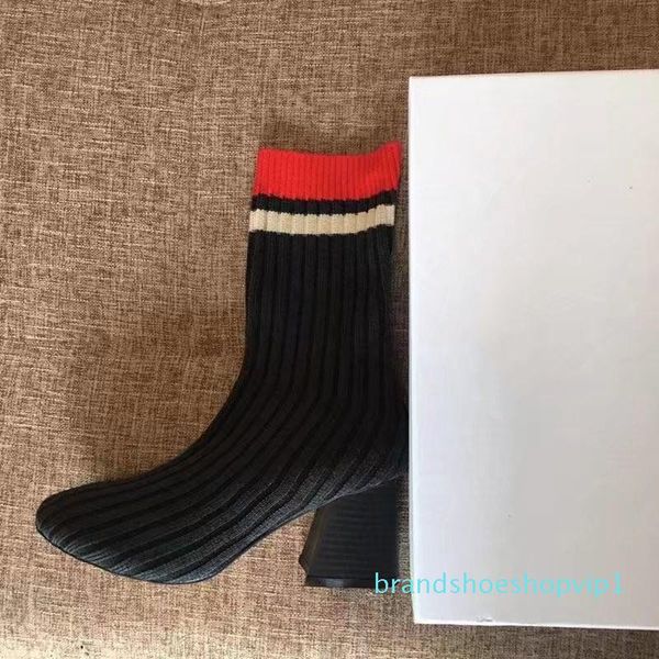 

new 2018 knitted leather female boots fabric stretch high heels fashion boots women, Black