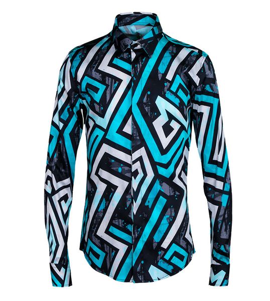 

men shirts luxury allover printing long sleeve mens dress shirts plus size 4xl 100% cotton fashion casual man, White;black