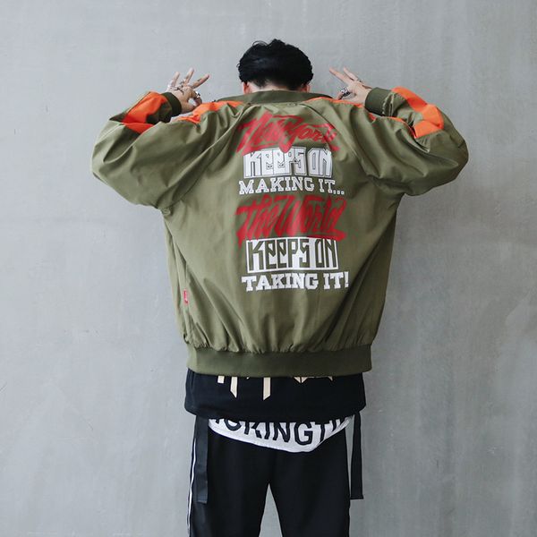 

yasuguoji new men's fashion korean style bomber jackets hip hop mens jacket baseball streetwear letter loose jacket for men, Black;brown