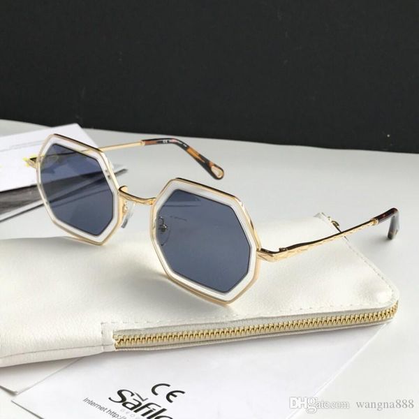 

146 sunglass women deisnger eight sided shape uv400 len summer style adumbral butterfly designer come with case, White;black