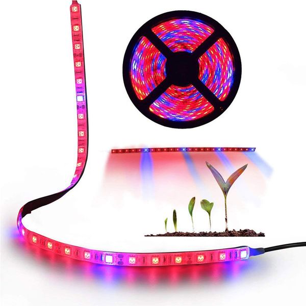 

5m/16.4ft strip led grow lights bar flexible soft strips light dc12v for indoor plants garden greenhouse hydroponic system kit