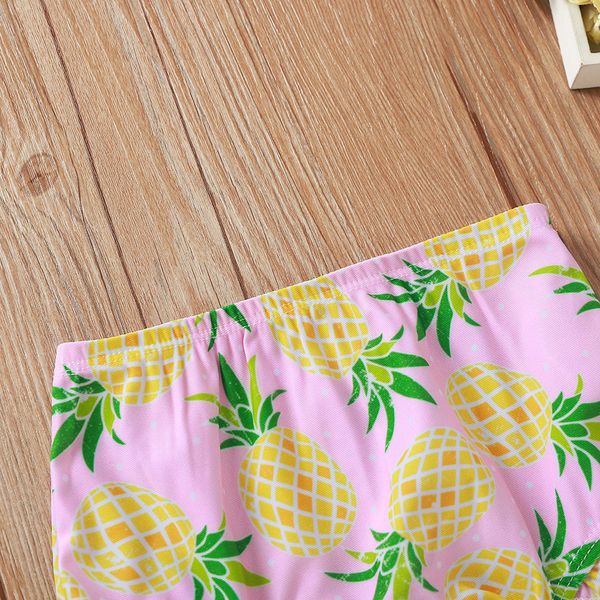

new pretty toddler kids baby girls bikini set children's suspender frill swimsuit pineapple print swim shorts suit#p45, White
