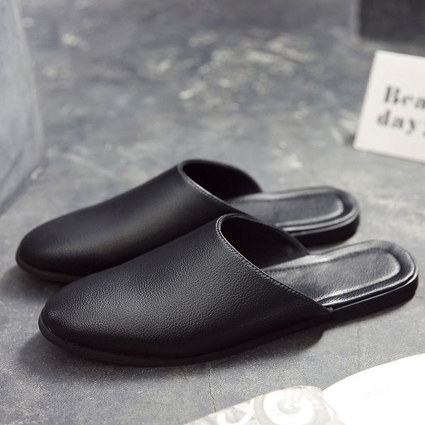 

ifrich men summer slippers slip-on flats casual shoes male black men comfort slippers brand fashion half for mens