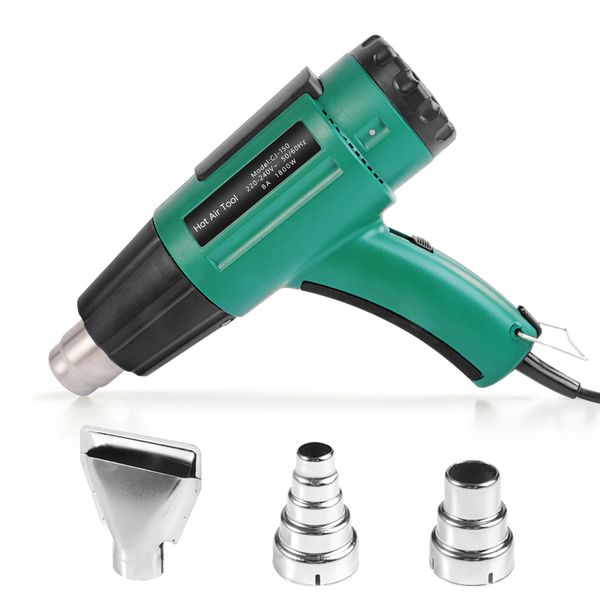 

eu220v electric air gun adjustable temperature 2000v diy hair dryer heat gun with 3 nozzles repair tool