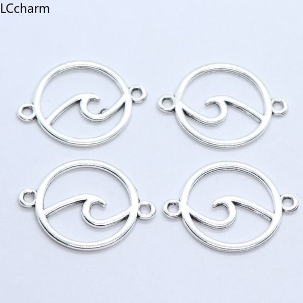 

24pcs tibetan silver ocean wave connectors charms pendants 20x26mm diy bracelet necklace jewelry making, Bronze;silver