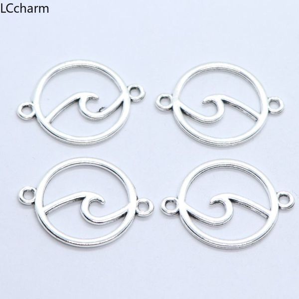 

24pcs tibetan silver ocean wave connectors charms pendants 20x26mm diy bracelet necklace jewelry making, Bronze;silver