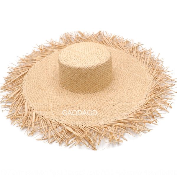 

big eaves simple hand-woven sunshade beach seaside holiday lady straw hat straw hat edge, Blue;gray