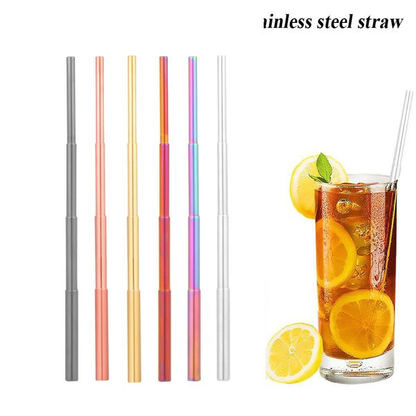 

1pc portable stainless steel drinking straw travel straw reusable bar accessories barware metal straws