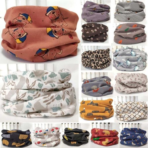 

hair accessories for girls hairclip autumn winter boys girls cartoon print baby scarf cotton o ring neck scarves girl hairband, Red;brown