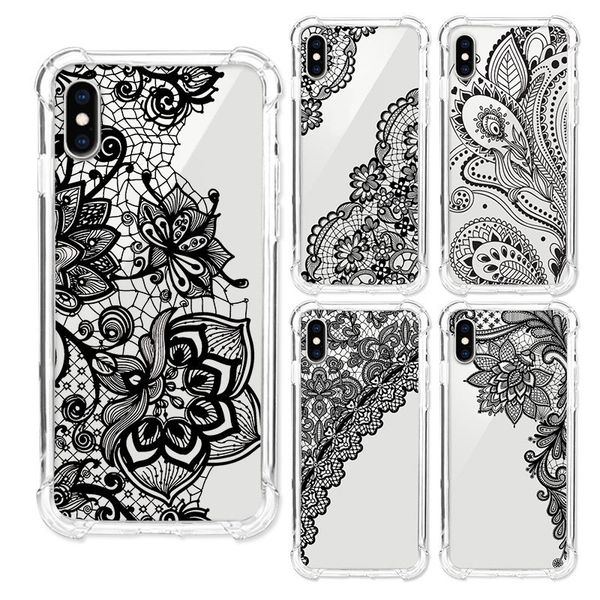 

samsung подушка безопасности анти-падение мягкая оболочка кружевной узор iphonex / 6s / 7 / 8plus мобильный телефон оболочки apple защитный