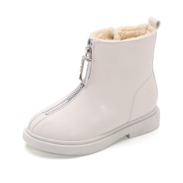 

autumn winter kids shoes fur martin boots children leather girls non-slip fashion snow boots toddler boot 25-36 warm sport shoes, Black;grey