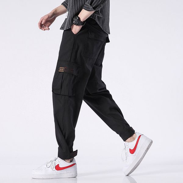 

m-4xl 5xl 2019 spring track pants men sweatpants mens joggers pants cargo camo tactical harem for men, Black