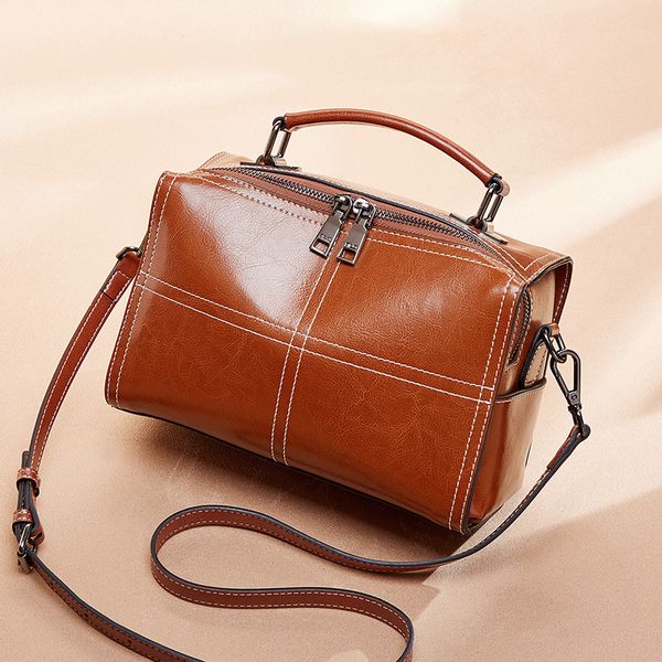 

leather handbags retro new autumn and winter 2019 women's singles shoulder bag handbag leather messenger bag small square package