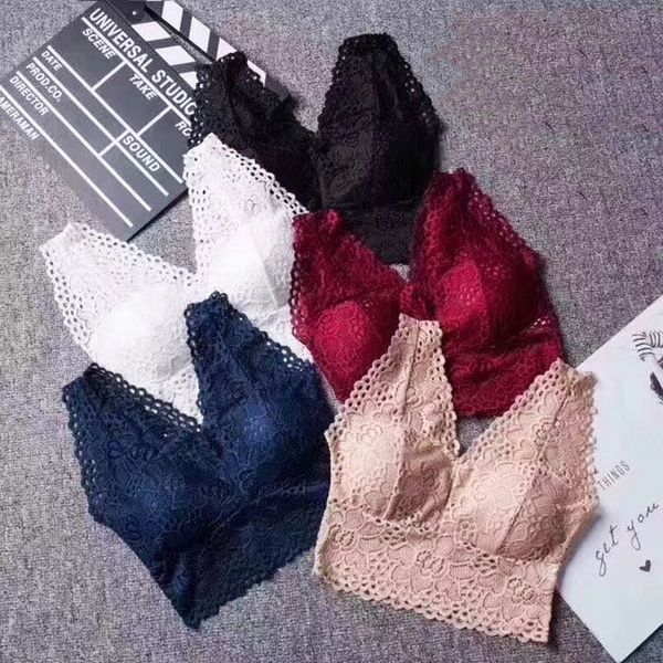 

2019 new fashion women spaghetti strap lace tank bra lace bra, Black;white