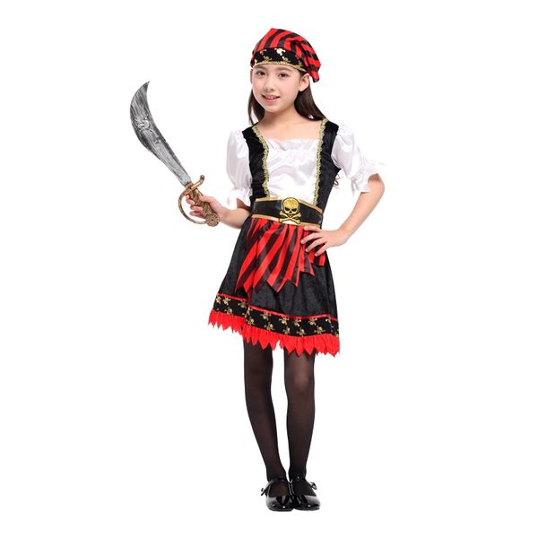 

child kids toddler cutie pirate costume for girls halloween purim carnival mardi gras party fancy dress, Black;red