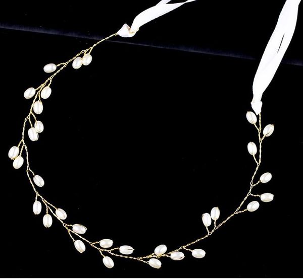 

simple pearl hair band wedding dress accessories bridal jewelry hair band headband, Silver