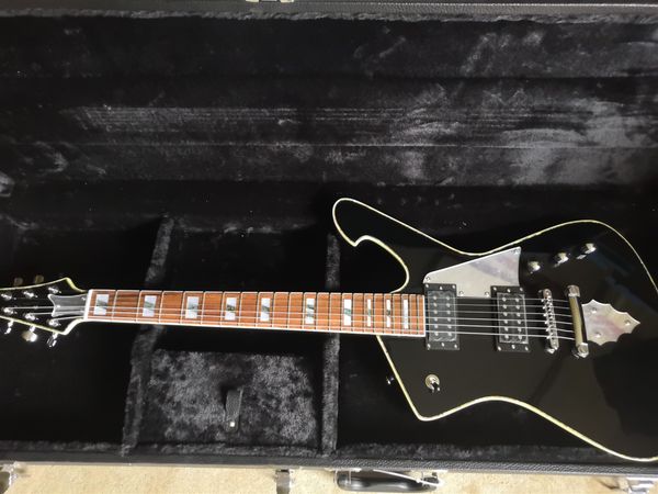

custom black guitar rosewood fretboard hh pickups fixed bridge chrome hardwares