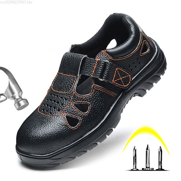 

male shoes men boots anti-piercing work safety boot comfort men shoes slip-on sandals safety zapatos de segurida, Black