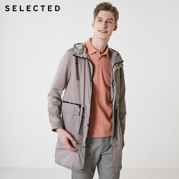 

spring men's hooded trend light regular fit long windbreaker jacket trenchcoat s |419221511, Tan;black