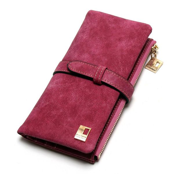 

2020 new women wallets pu leather wallet woman long vintage ladies purses luxury designer female coin purse card holder, Red;black