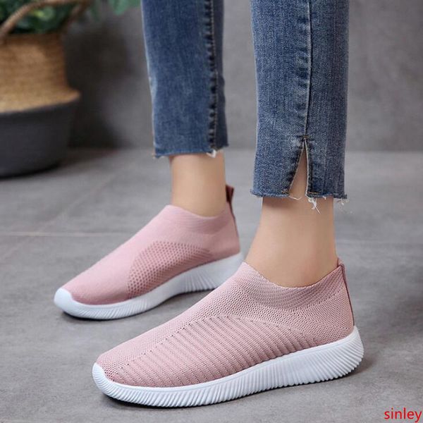 

women casual sneaker light grey triple black mesh slip-on fashion womens outdoor cloth shoes size 36-39