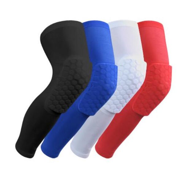 

fitness basketball leg sleeves breathable football knee pads sport safety honeycomb kneepads bumper knee protector guard pads, Black;gray