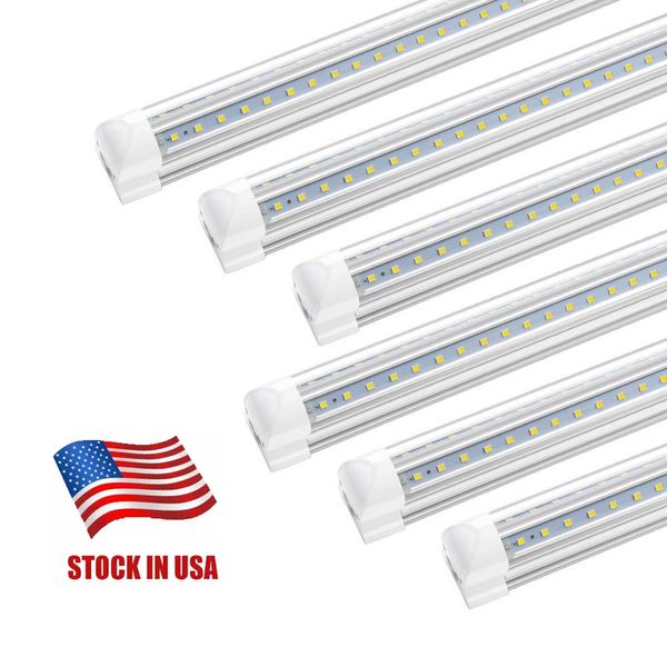 8 pés LED Loja Luz 72W 7200LM 6500K dupla Row V Forma T8 Integrated levou tubo de luz fria Branco Transparente Tampa do Hight