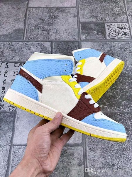 

2019 sale fearless maison chateau rouge x 1 mid basketball shoes men women 1s maison chateau blue yellow sports sneakers