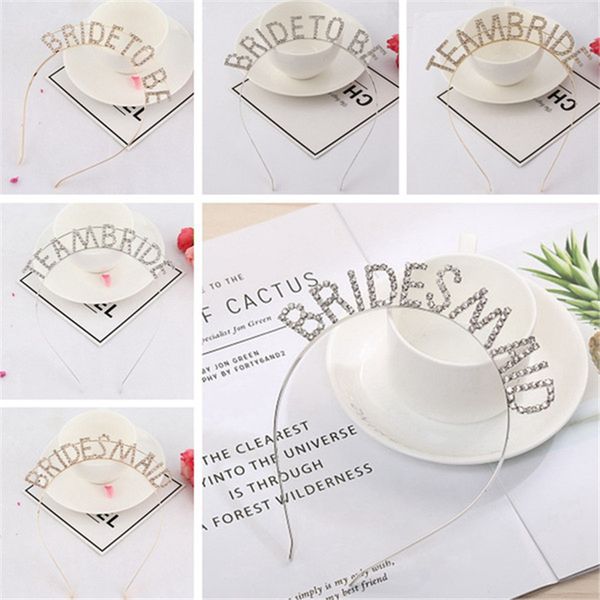 

fashion woman letter headwear creative teambride bridesmaid party bridal lady tiara crown gifts wedding hair accessories fj461, Slivery;white