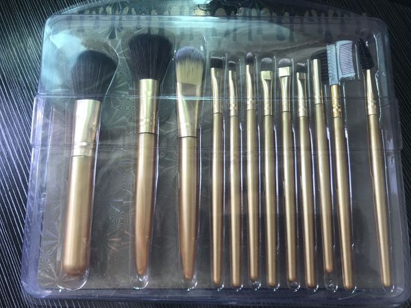 

12шт KAI Золотые кисти набор ПВХ коробки для упаковки красоты инструменты основа пу