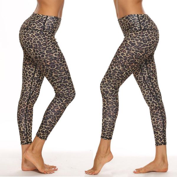 

workout running women leopard cheetah print pocket high waist casual yoga pants tights running sportswear energy seamless#3, White;red