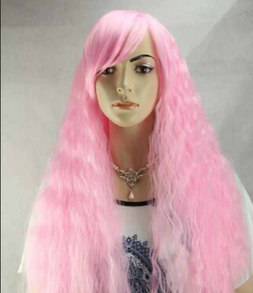 Wig Women Sexy Long Dark Pink Curly Hair Lady Wigs Hair Wigs