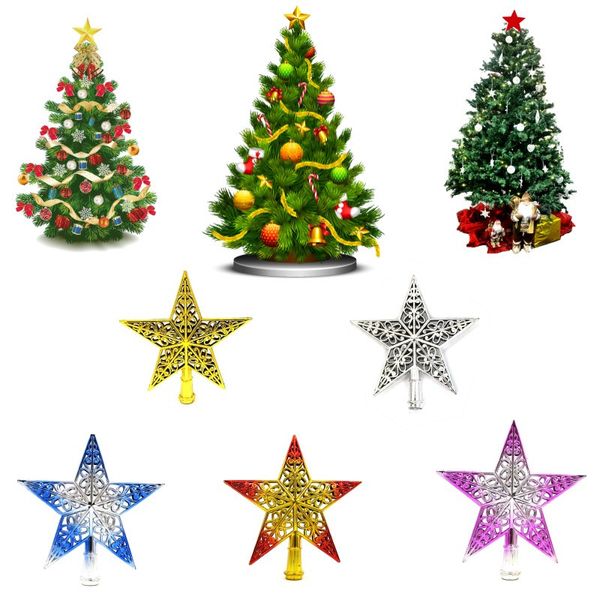 Árvore de natal Top Star Decoração Árvore de Natal Oco Sparkle Pendurar Forma de Estrela Xmas Árvore Pingente Decorações de Natal