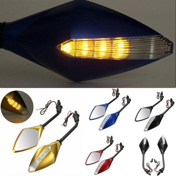 

2шт / 1 пара мотоцикла зеркала заднего вида со светодиодной подсветкой указателя поворота