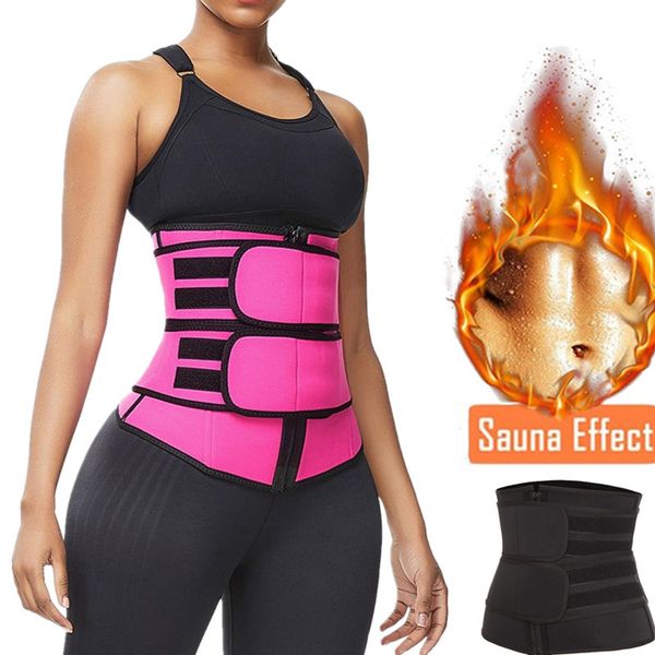 

women waist trainer fitness sauna sweat neoprene slimming belt girdle shapewear modeling strap zipper body shaper, Black;brown