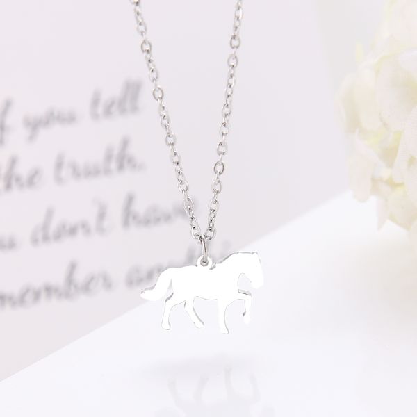 

genuine stainless steel running horse lovers gift pendant necklace gold and silver color for women jewelry necklace bridal