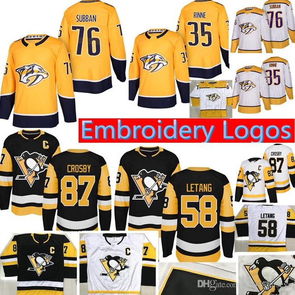 

New 76 P.K. Subban 35 Pekka Rinne Nashville Predators Jersey Men's 87 Sidney Crosby Hockey Jerseys Cheap wholesale