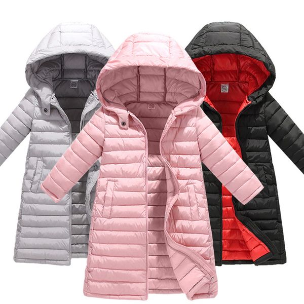 

fashion children jackets for boys girls autumn winter thickened hooded cotton-padded down coat kids warm long outerwear parkas, Blue;gray