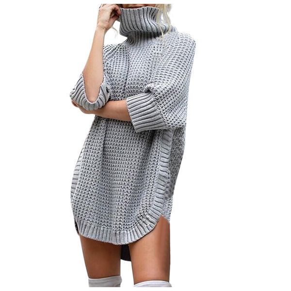 

turtleneck knit sweater women autumn winter half sleeve sweater 2019 casual pullover casual irregular streetwear z0725, White;black