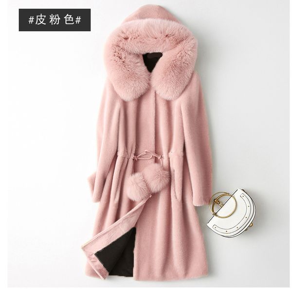 

autumn winter new fur loose coat women long section thin imitation fur collar large size overcoat fashion elegant coat, Black
