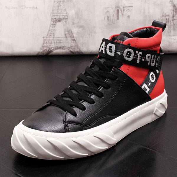 

men casual shoes leather shoes men fashion sneakers boots spring autumn fashion leather boots genuine, Black