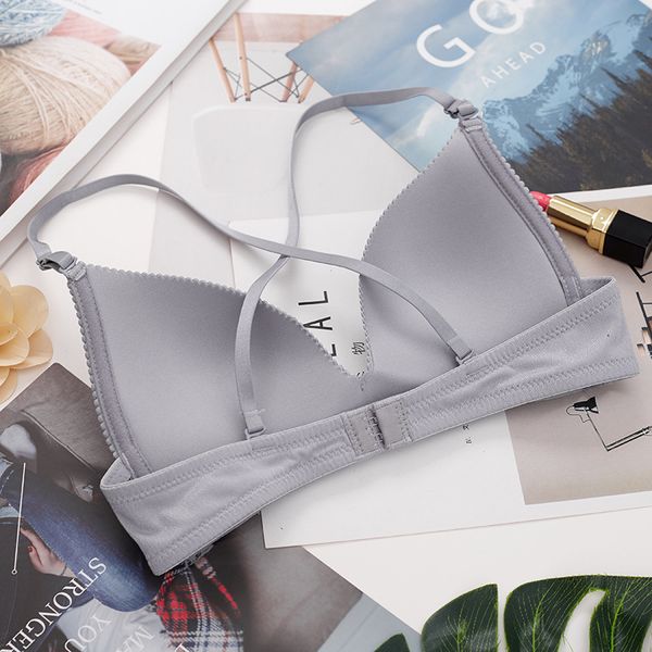 

french triangle cup non-steel ring beauty back bra breast hugging adjustable thin cross bra push up underwear, Red;black