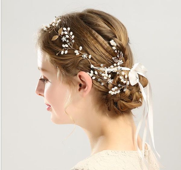 pearl leaf hairband handmade золото hairband оголовье set люкс головной убор аксессуары для волос, Silver