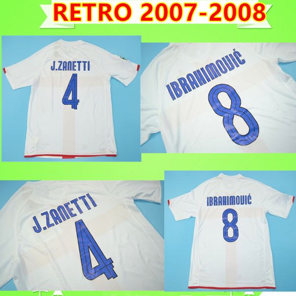 

ibrahimouic j.zanetti figo 2007 2008 retro soccer jersey football shirt white classic crespo vintage adriano materazzi maglia da calcio, Black;yellow