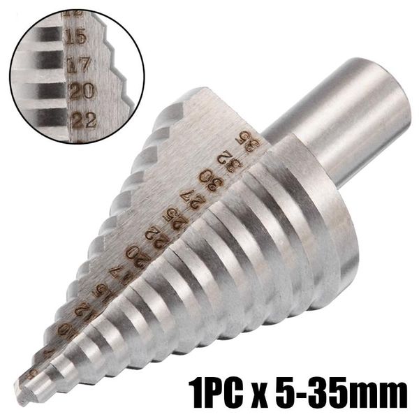 

1pcs 5-35mm hss step drills high speed steel spiral grooved cone step drill bit triangle round shank hole cutter