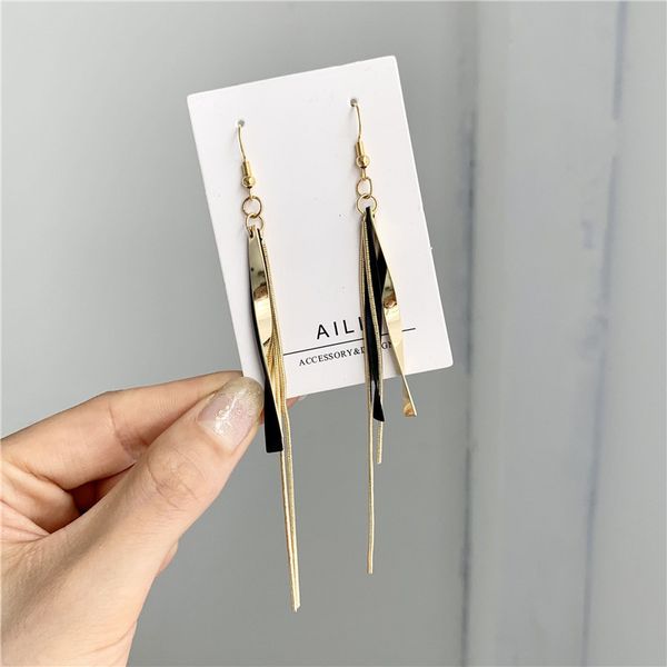 

new style earrings korean elegant long tassel earrings womens simple and versatile cool trendy earrings exaggerated 274, Golden