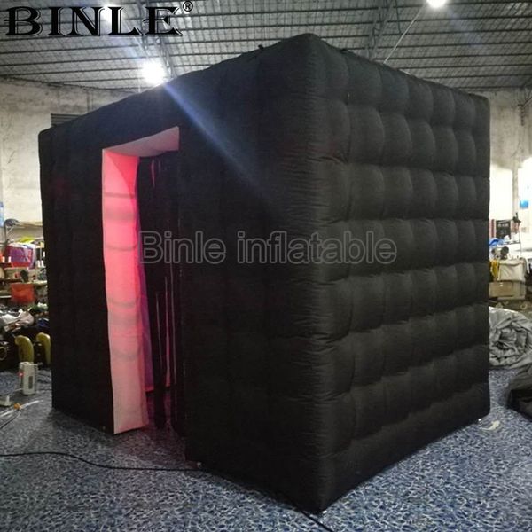 

новый стиль 3x2.1x2.4m черный надувные фотокабина с кистями интерьера привели портативный свадебный фон для продажи