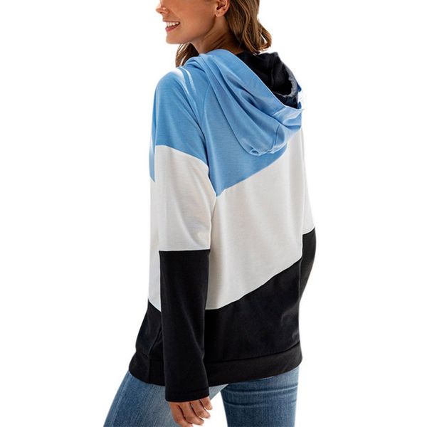 

new casual loose patchwork hooded pullovers sweatshirt femme autumn long sleeve hoodies sweatshirts, Black