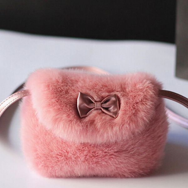 

backpacks sweet children princess girl kids mini cross body bag girls purse bowknot artificial fur handbags messenger