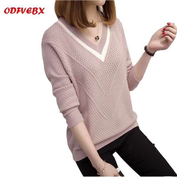 

2019 spring new sweater female head short fashion loose spring and autumn long-sleeved v-neck sweater women's clothing odfvebx, White;black